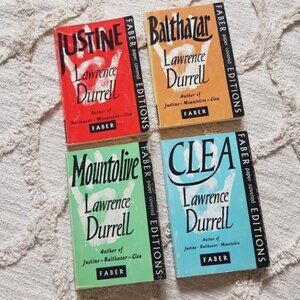 Vintage paperback books Justine, Balthazar, Mountolive, Clea by Lawrence Durrell